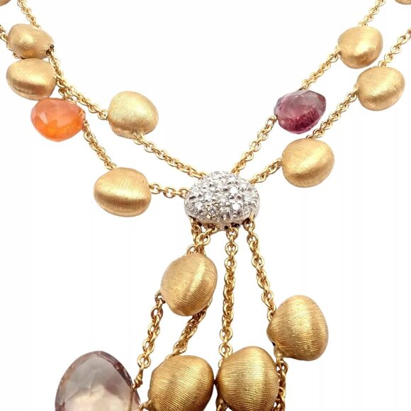 Authentic! Marco Bicego 18k Yellow Gold Paradise Gemstone Diamond Necklace - Picture 3 of 10